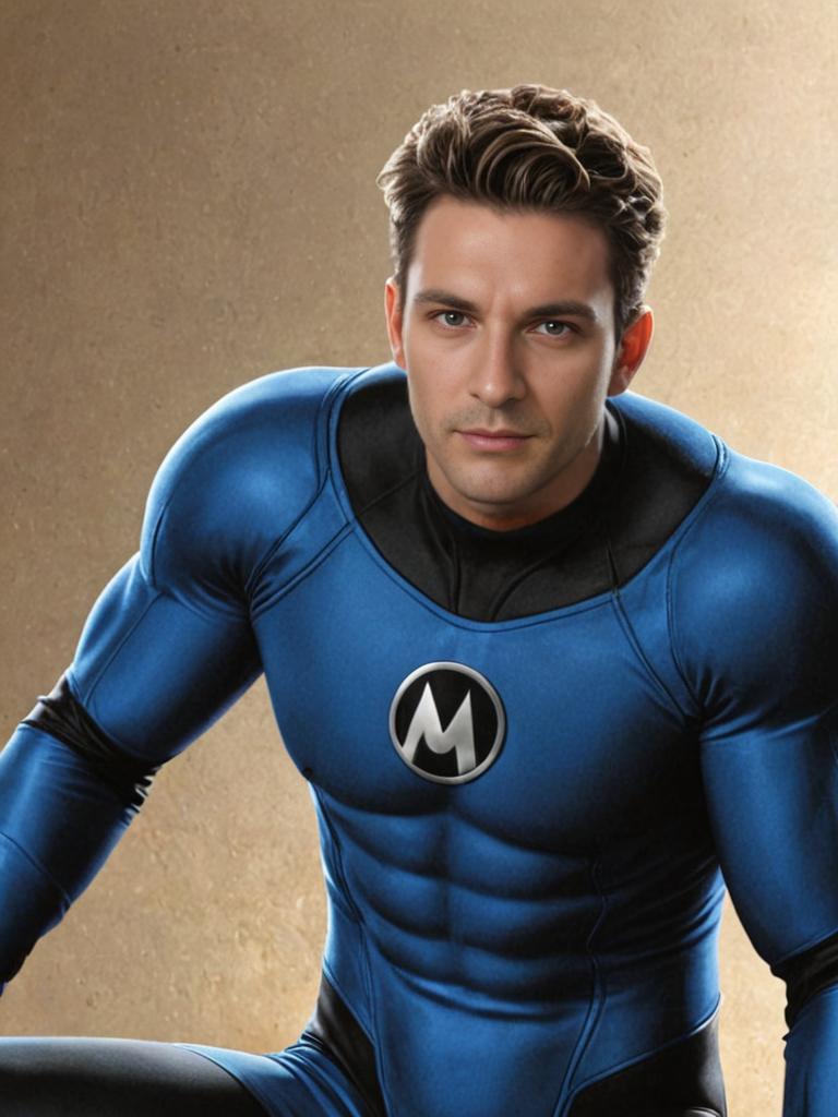 Man as Mr. Fantastic in Blue Suit