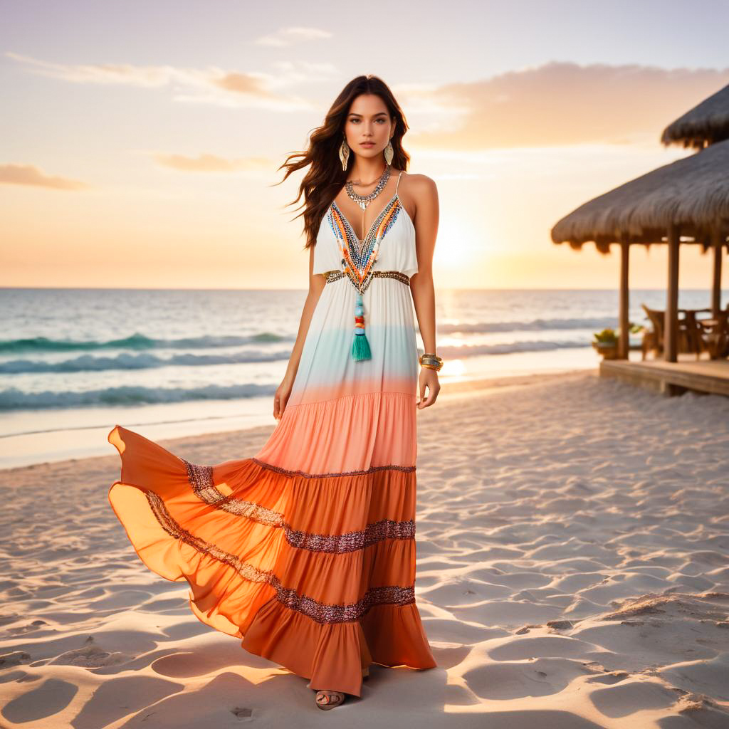 Stunning Woman at Sunset Beach