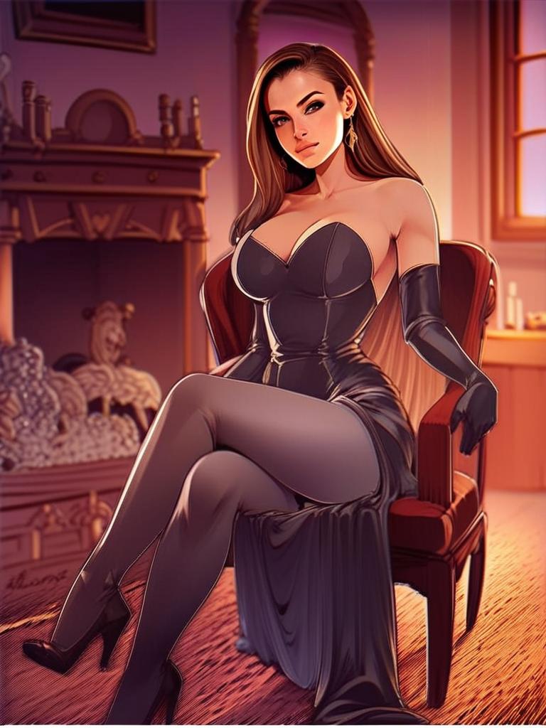 Elegant Woman in Stylish Black Dress