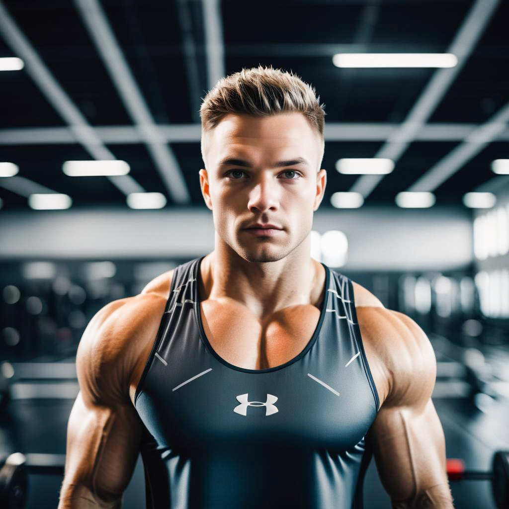 Muscular Man in Modern Gym