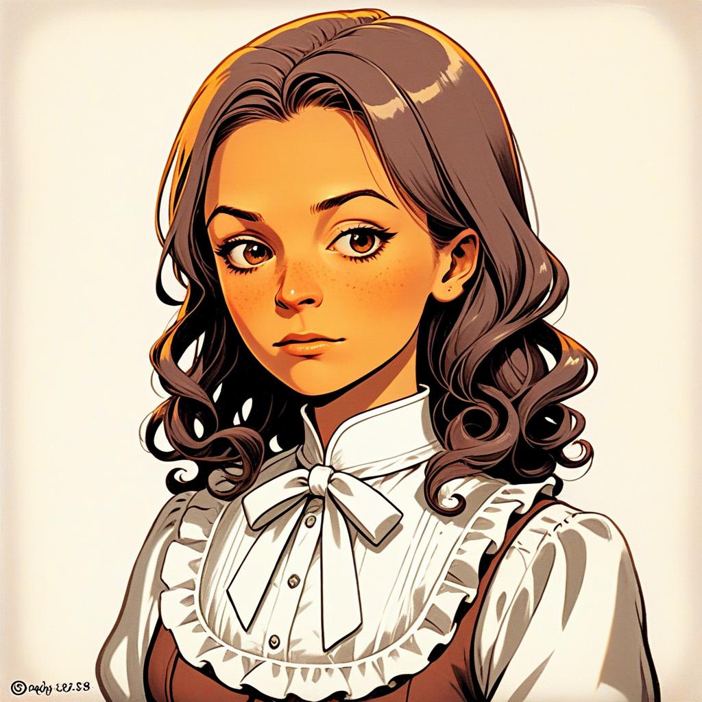 Young Woman in Vintage Outfit - Anime Style Young Woman in Vintage Outfit - Anime Style