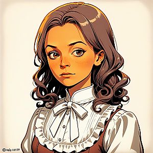 Young Woman in Vintage Outfit - Anime Style
