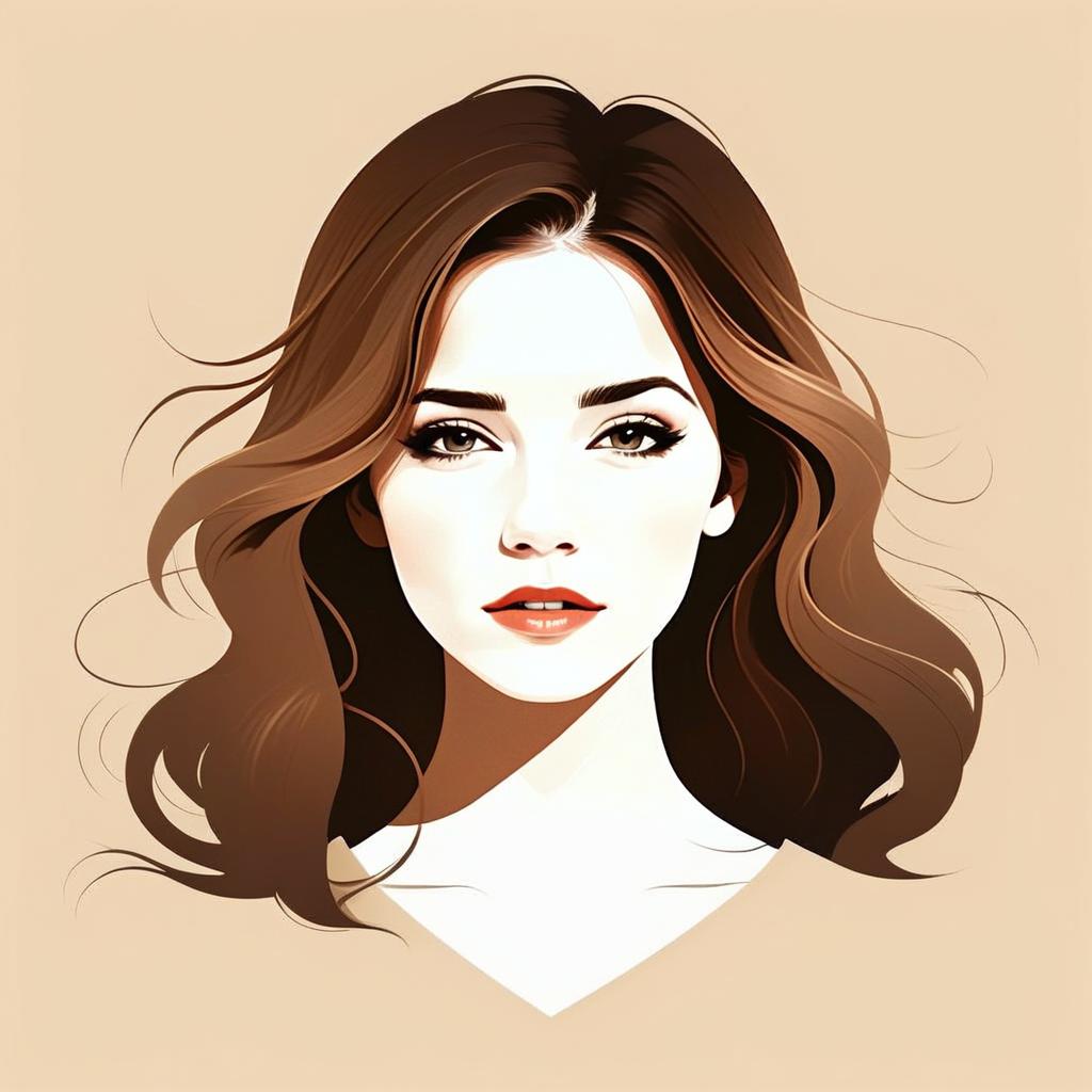 Woman with Brown Hair in Vector Art Woman with Brown Hair in Vector Art