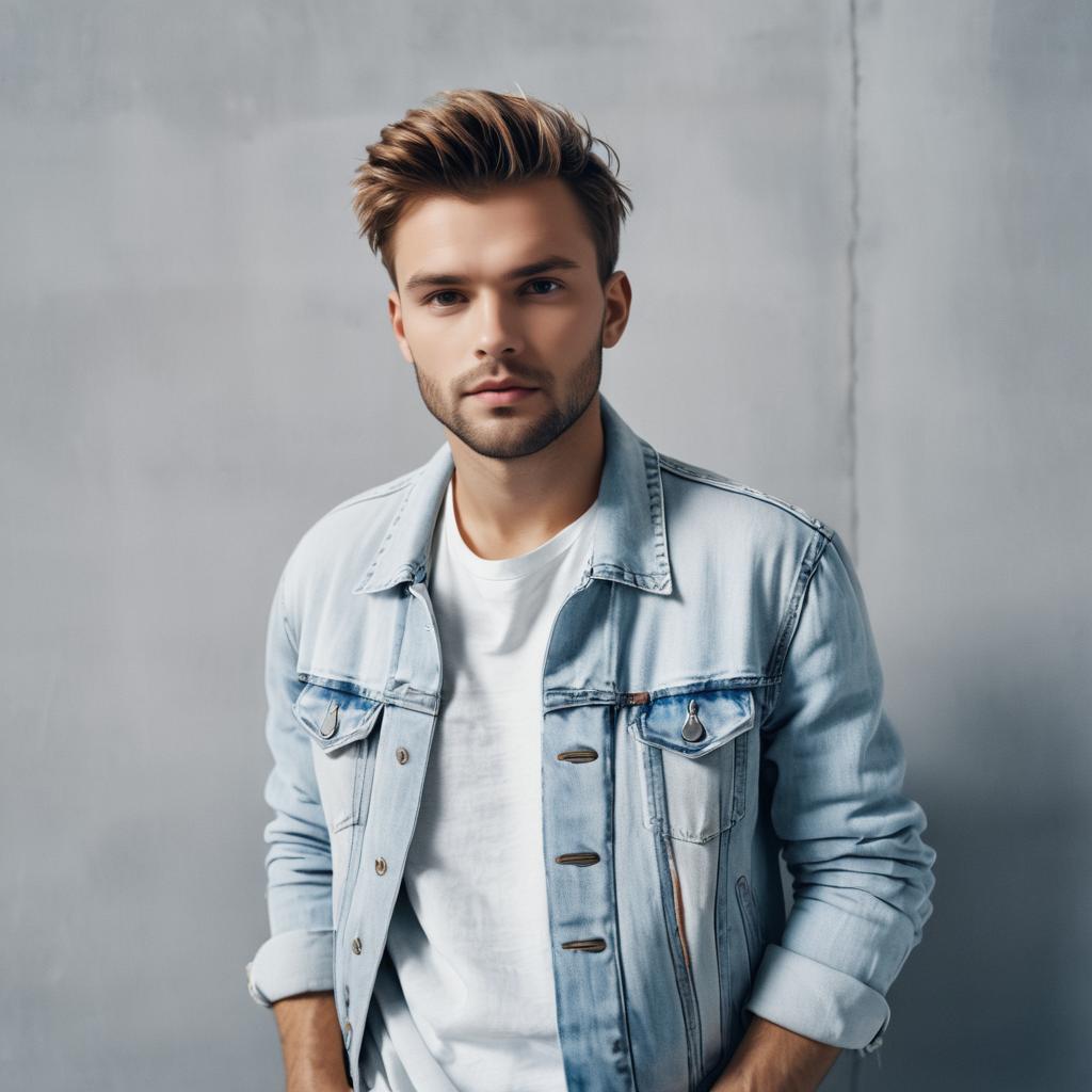 Stylish Young Man in Denim Jacket