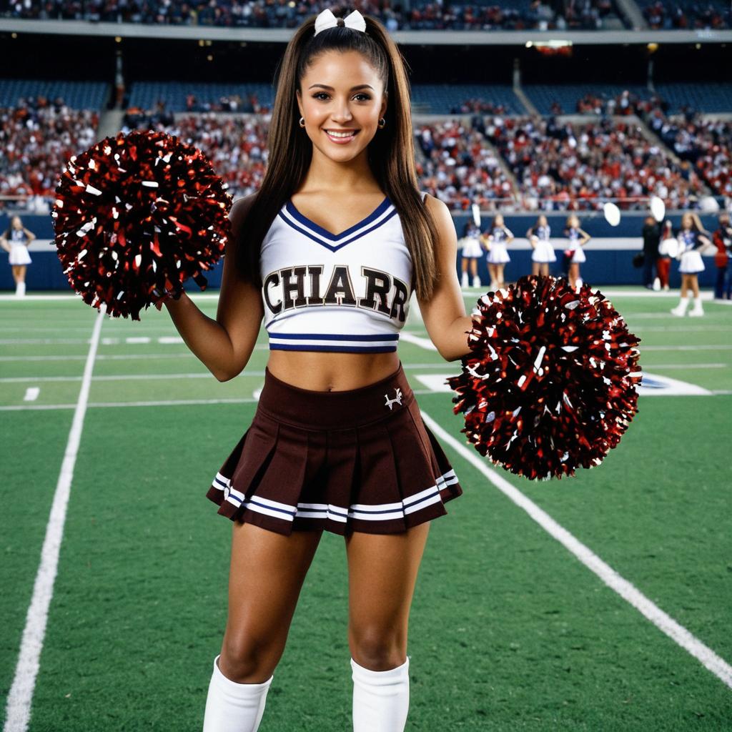 Confident Young Cheerleader on Football Field Confident Young Cheerleader on Football Field