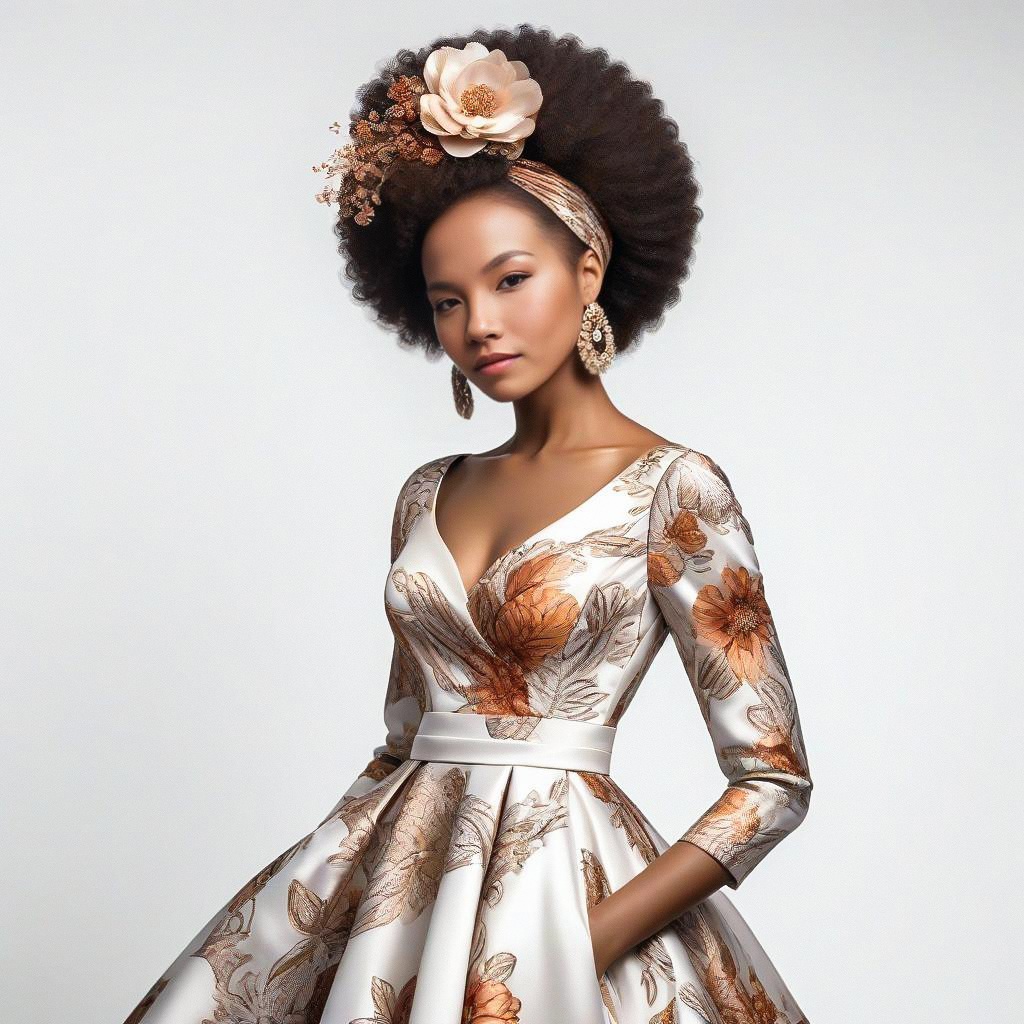 Elegant Woman in Floral Gown