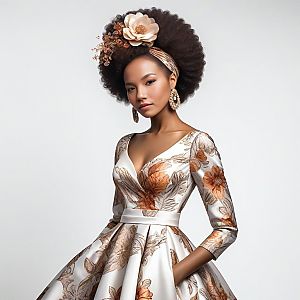 Elegant Woman in Floral Gown