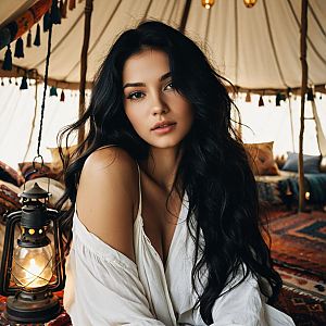 Young Woman in Bohemian Tent