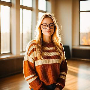 Young Woman in Cozy Sweater
