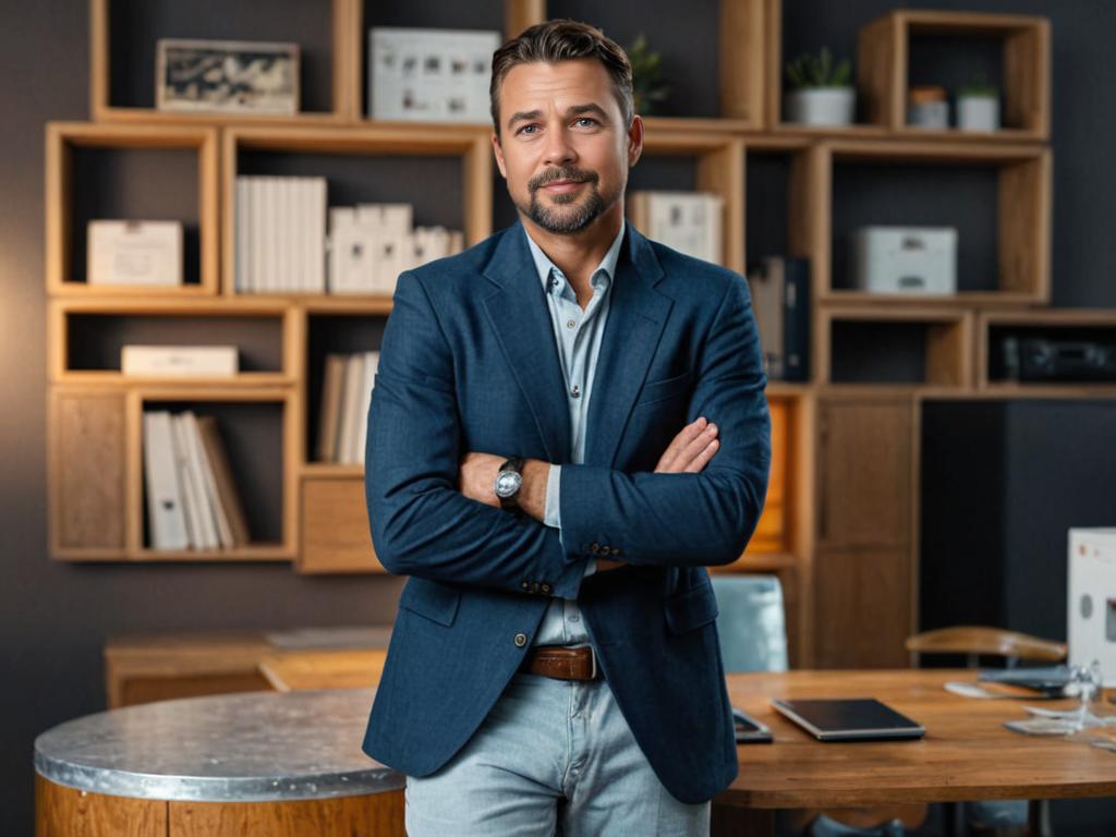 Business casual man in navy blazer