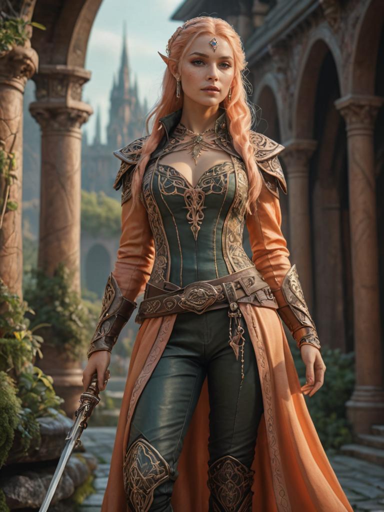 Elven Female Character in Medieval Fantasy Setting