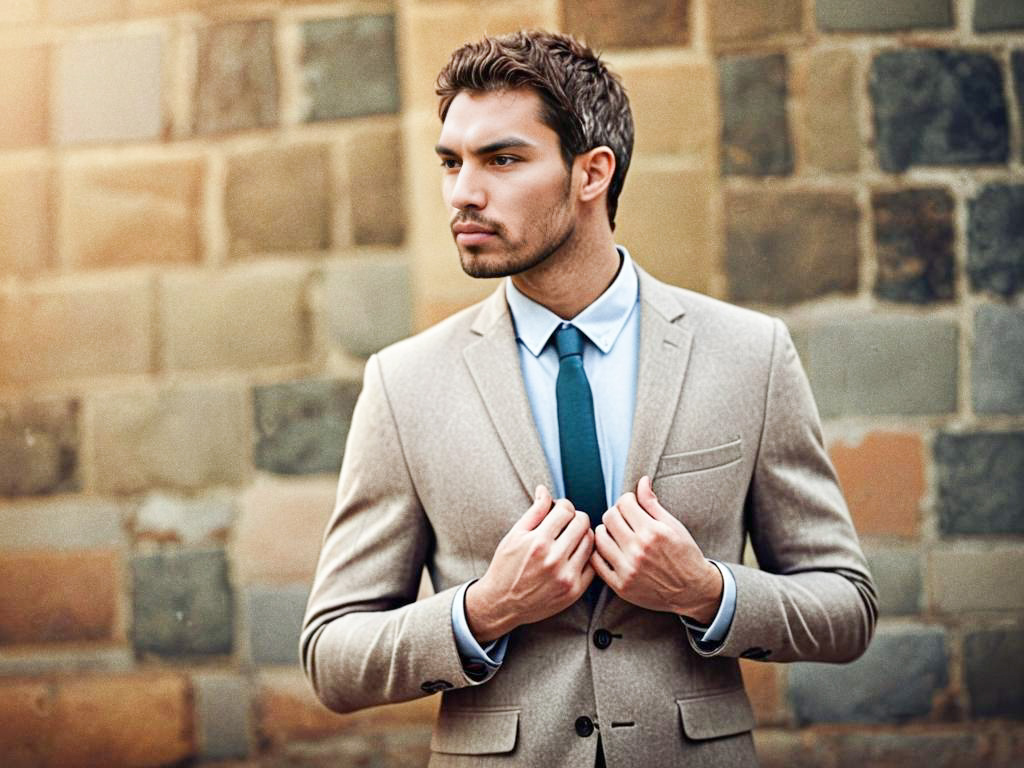 Elegant Man in Beige Suit