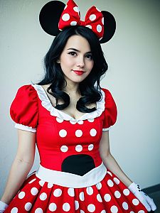 Woman in Minnie Mouse Costume Photorealistic Cosplay Portrait