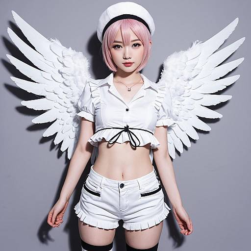Amemiya Nazuna Angel Wings Cosplay with White Outfit