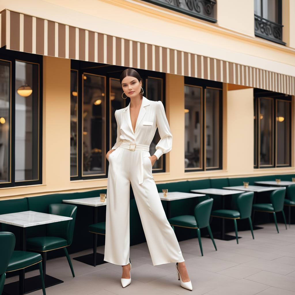 Stylish Woman in White Jumpsuit