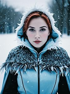 Portrait of a Woman with Red Hair in Winter Coat