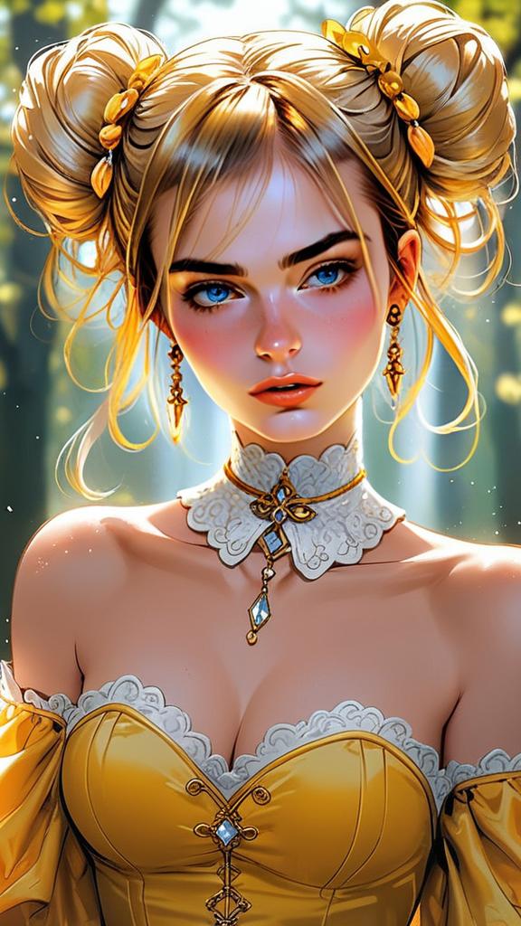 Woman with Blue Eyes in Victorian Dress