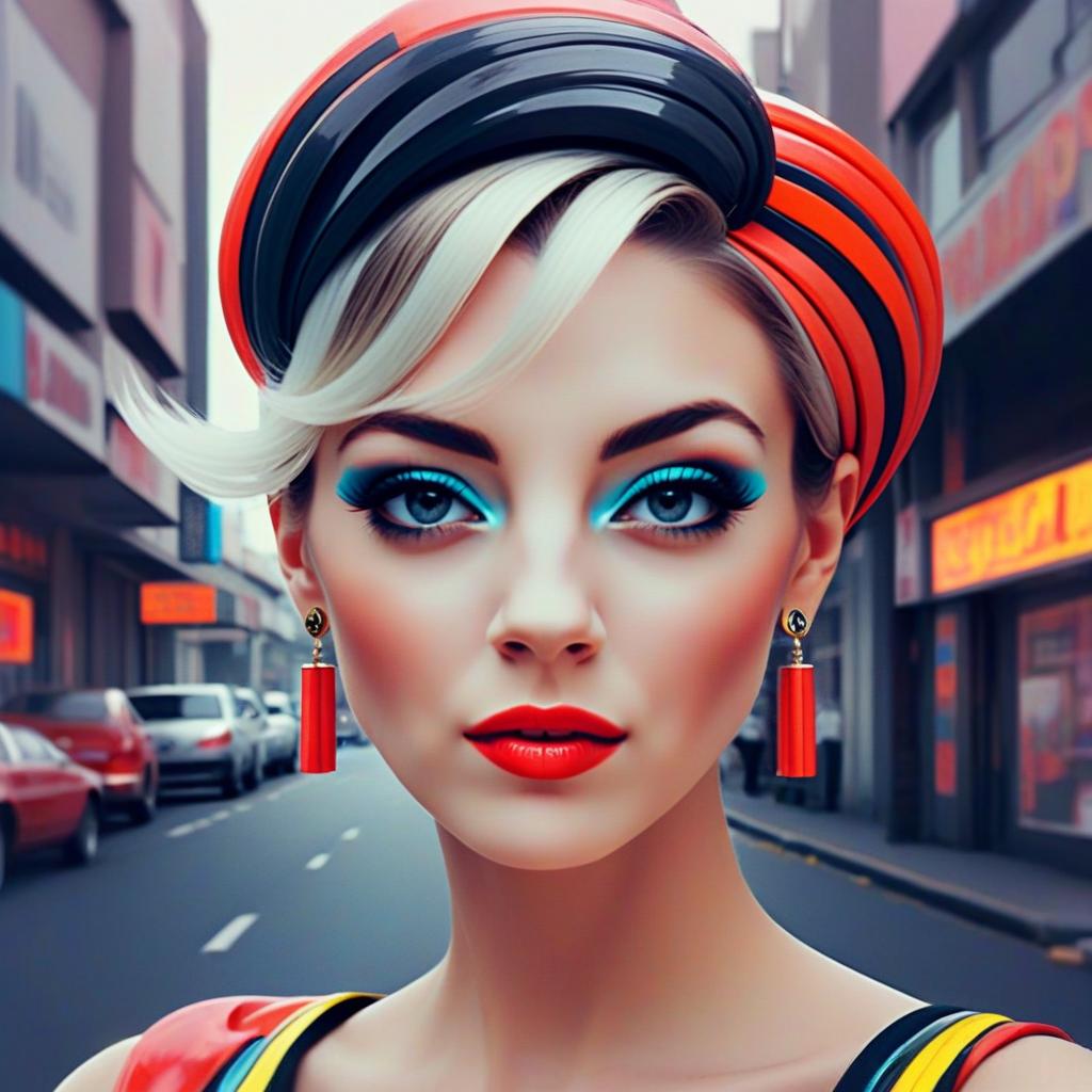 Bold Portrait of Woman in Retro Hat with Vivid Makeup Bold Portrait of Woman in Retro Hat with Vivid Makeup
