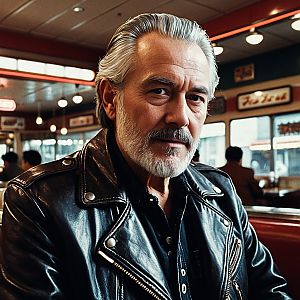 Distinguished Older Man in Retro Diner