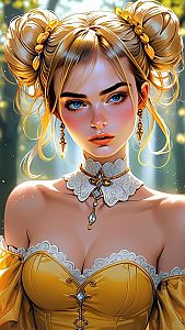 Woman with Blue Eyes in Victorian Dress