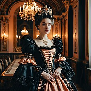 Victorian Woman in Elaborate Gown
