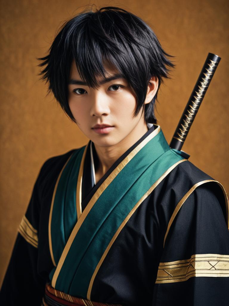 Man Cosplay Wearing Hagire Rinichiro Costume Realistic Photo