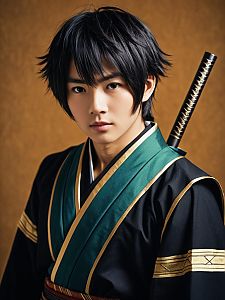 Man Cosplay Wearing Hagire Rinichiro Costume Realistic Photo