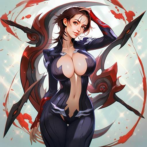 Amaha Masane Futuristic Anime Woman in Sleek Bodysuit Artwork