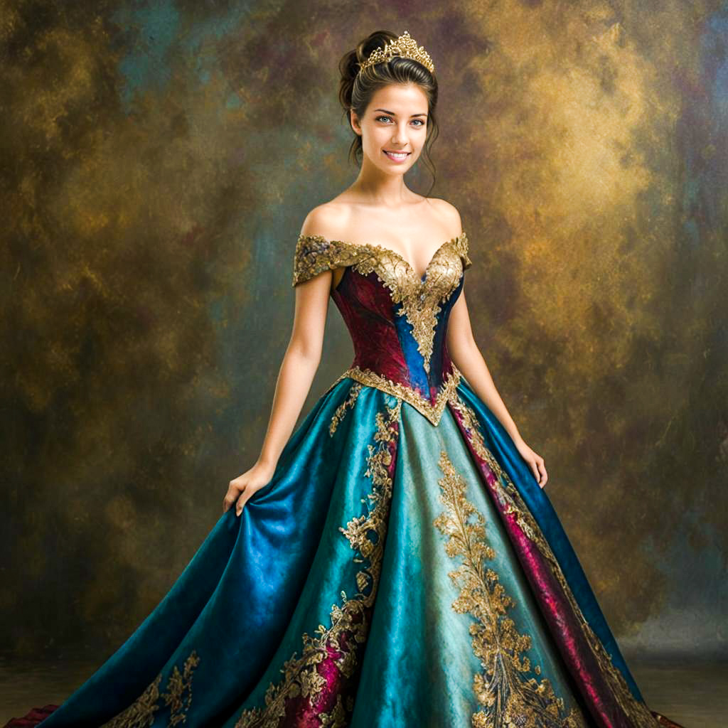 Elegant Woman in Extravagant Gown