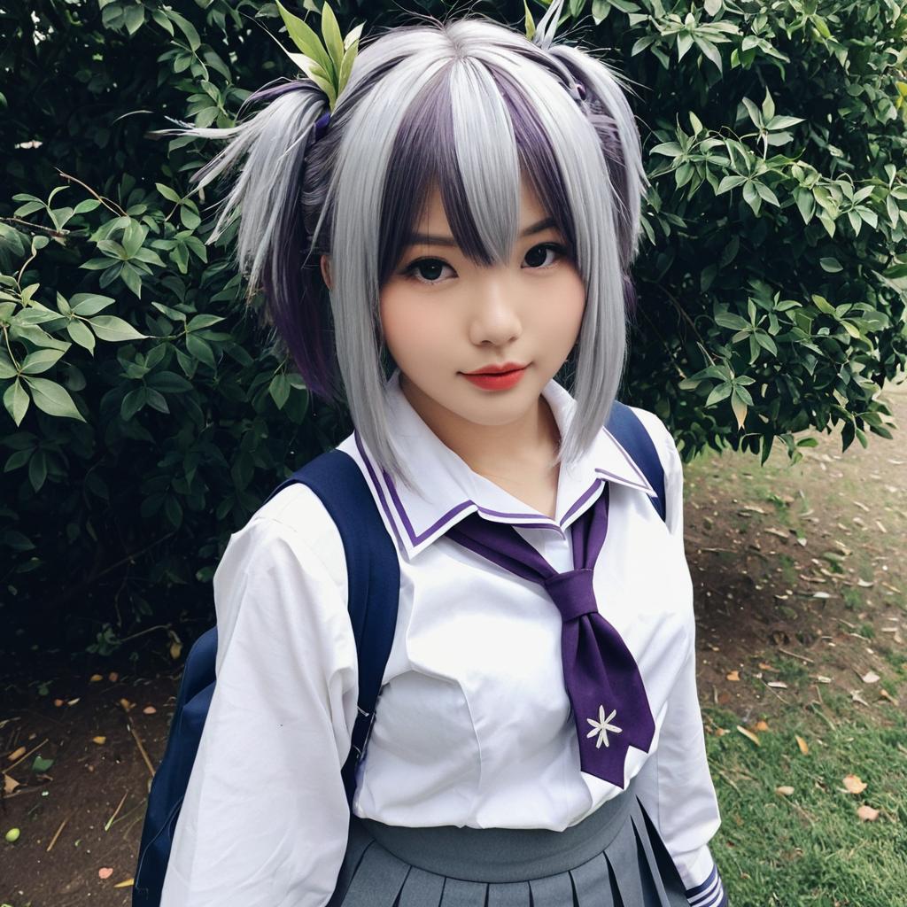 Akishimo Kancolle Cosplay Woman in School Uniform Outdoor Portrait