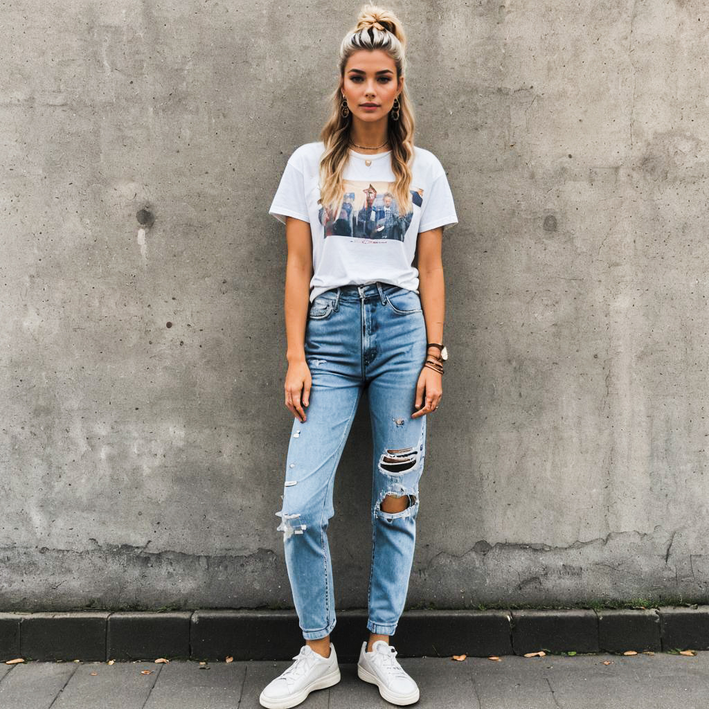 Stylish young woman in casual urban fashion