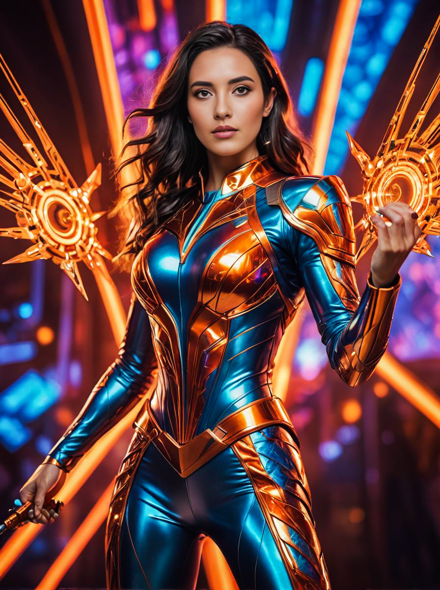 Futuristic Woman in Metallic Costume