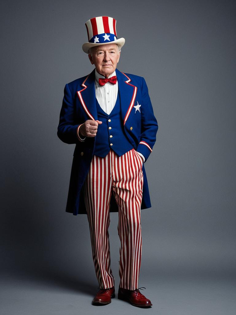 Elderly Man in Patriotic Costume