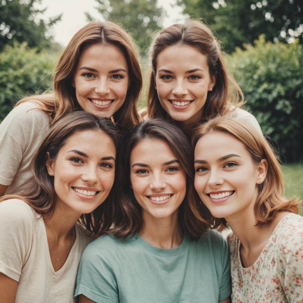 Cheerful Women Friends in Outdoor Polaroid