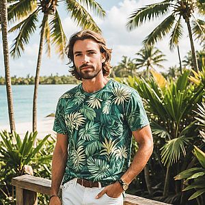 Confident Man in Tropical Paradise