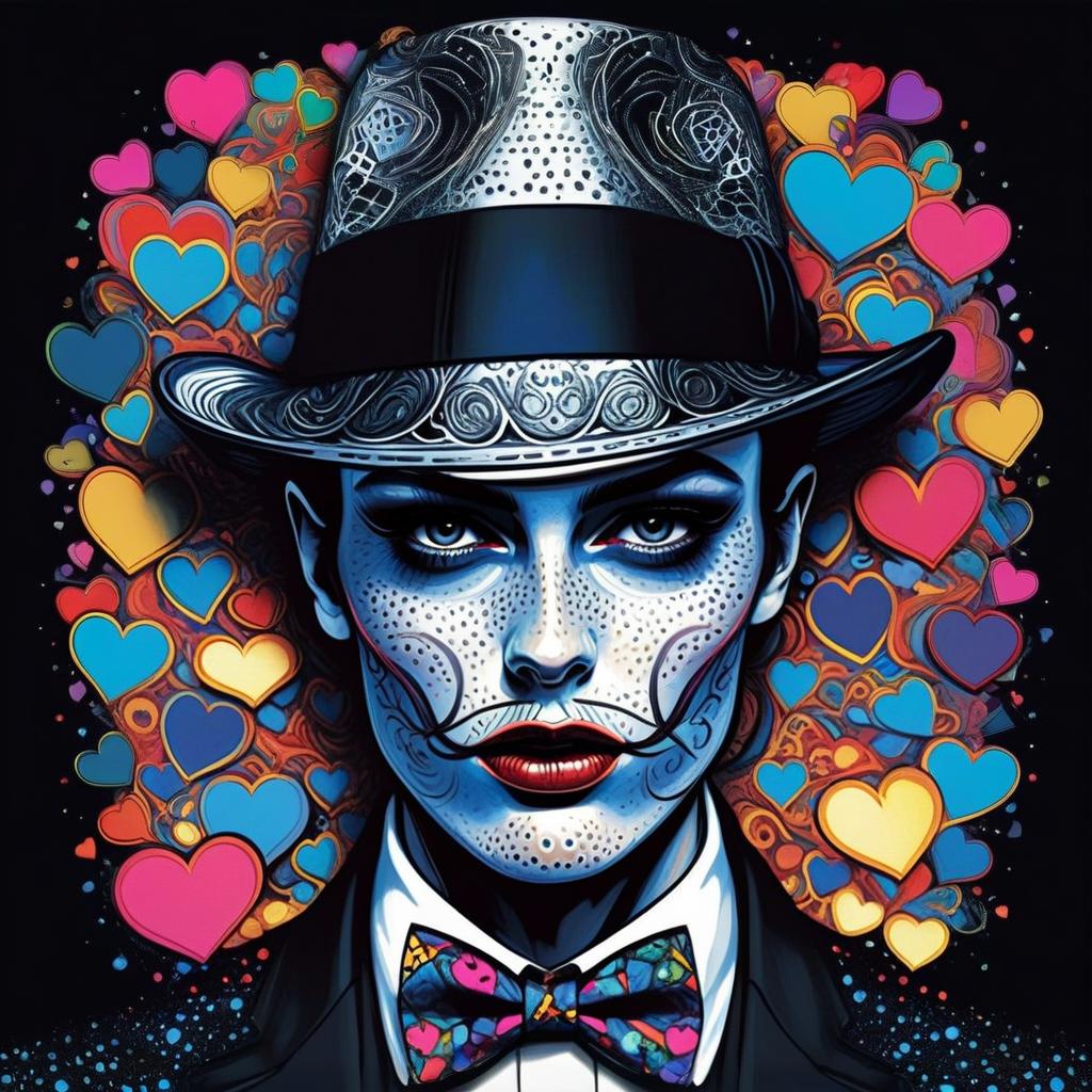 Vibrant Portrait of Woman with Face Paint and Decorative Hat