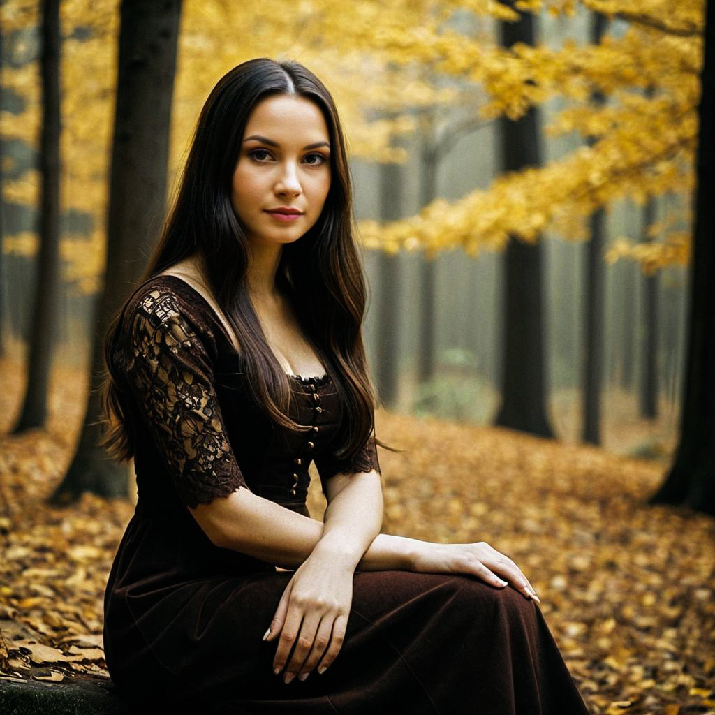 Serene Woman in Autumn Forest