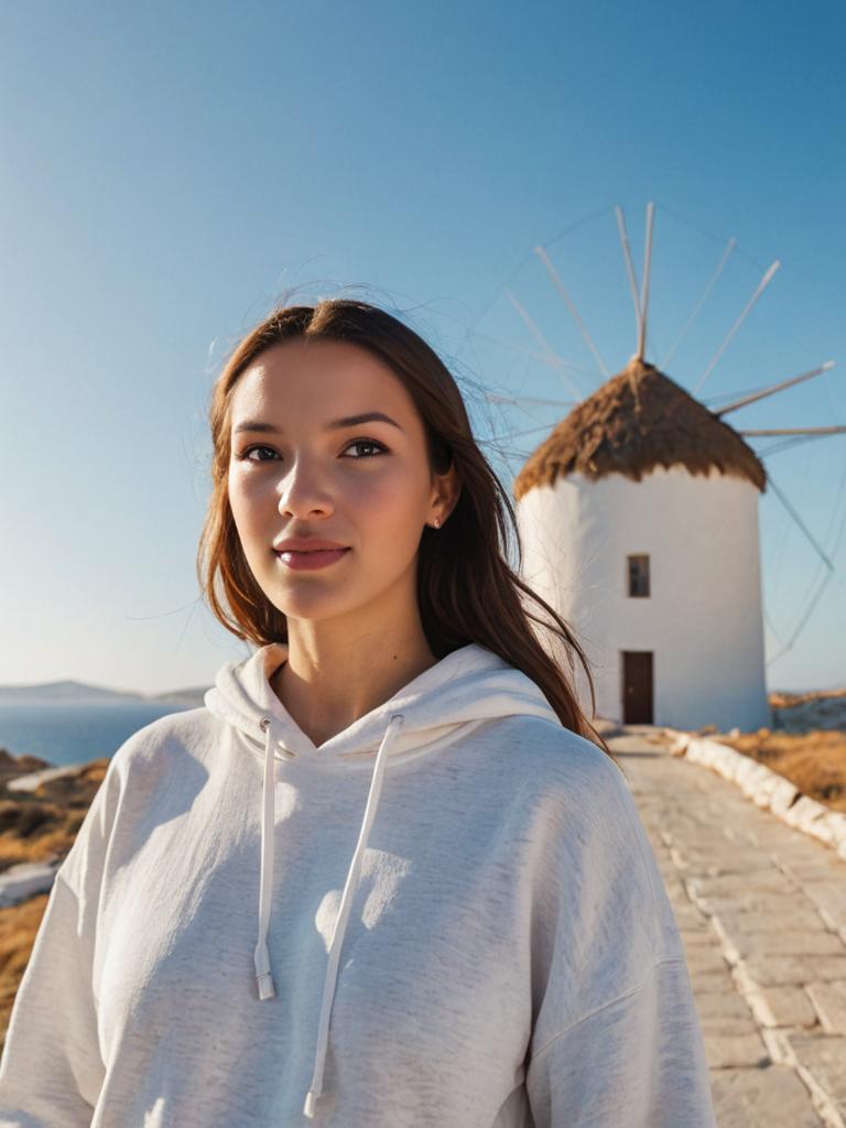 Serene Woman by Mykonos Windmill