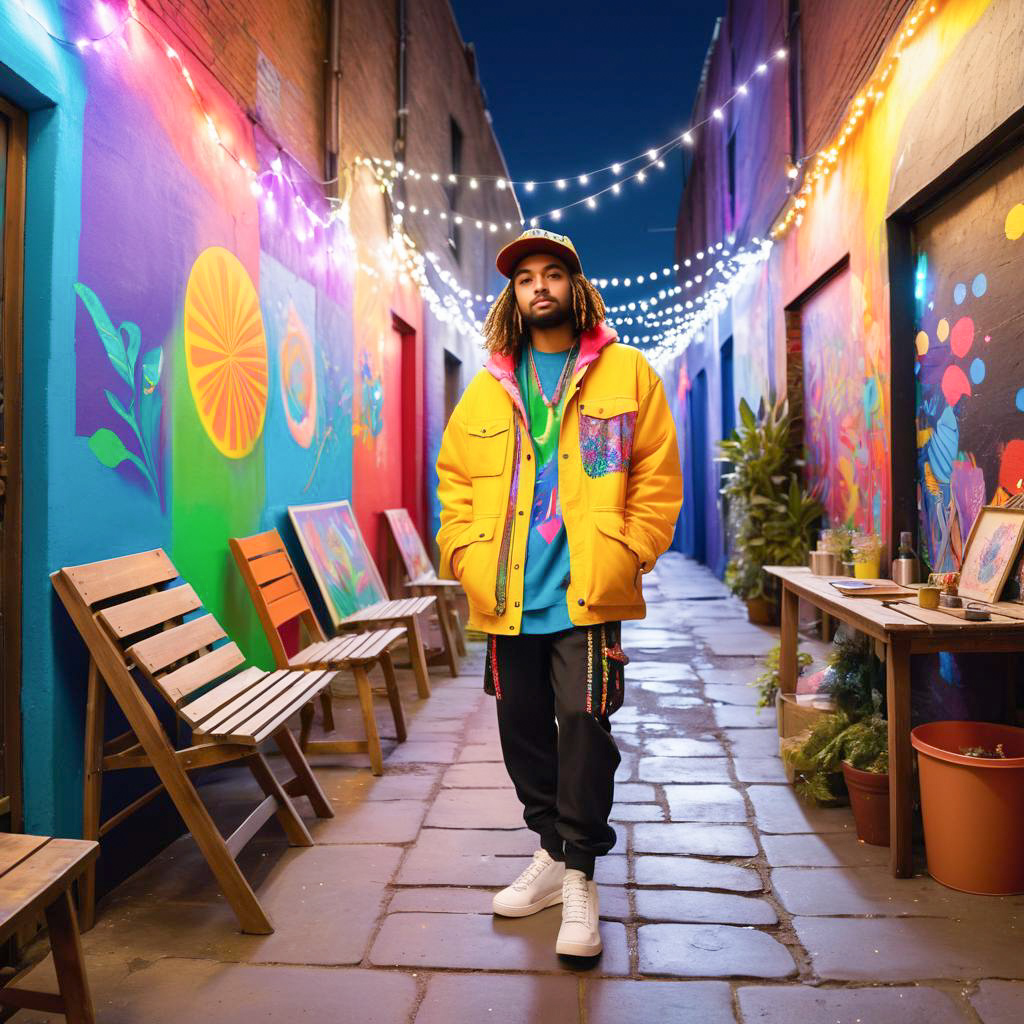 Stylish Man in Colorful Alley