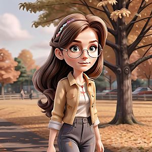 Young Woman in Autumn Park