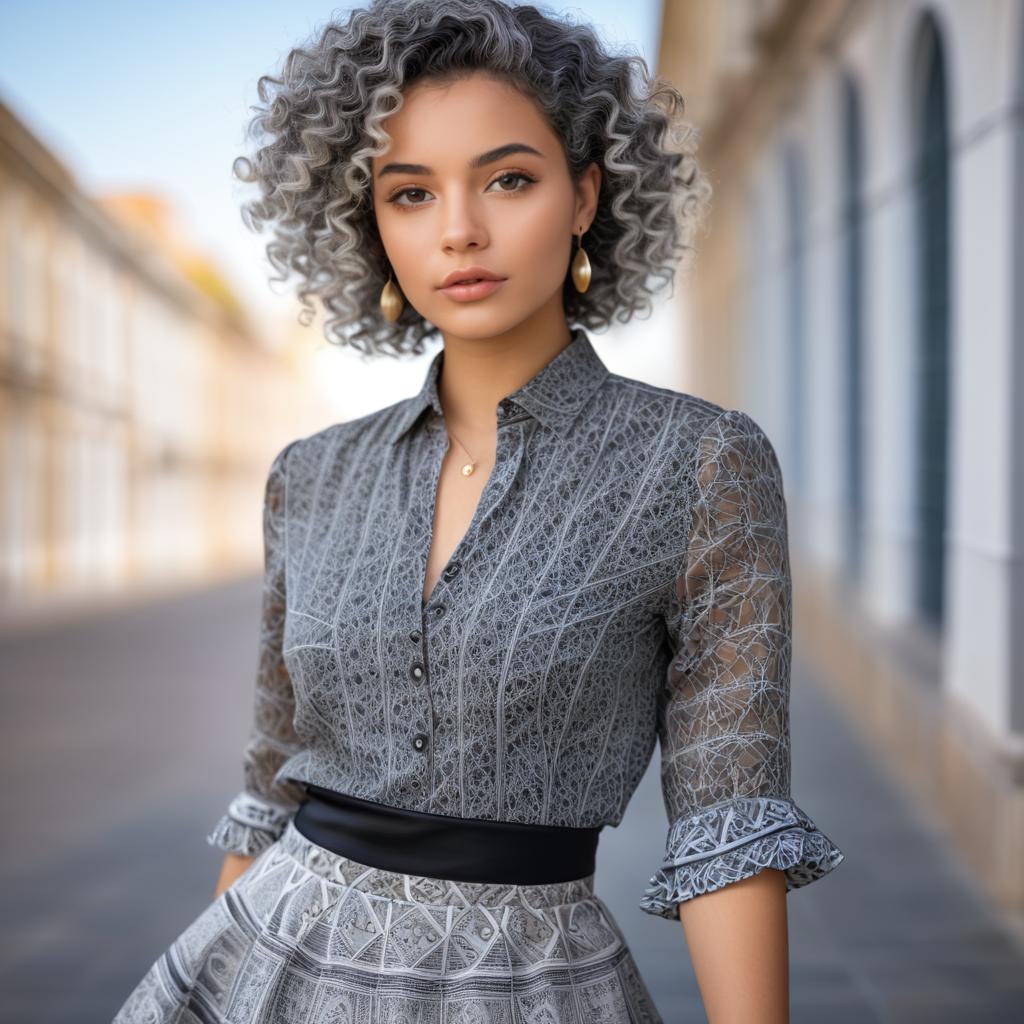 Stylish Woman in Chic Outfit Outdoors