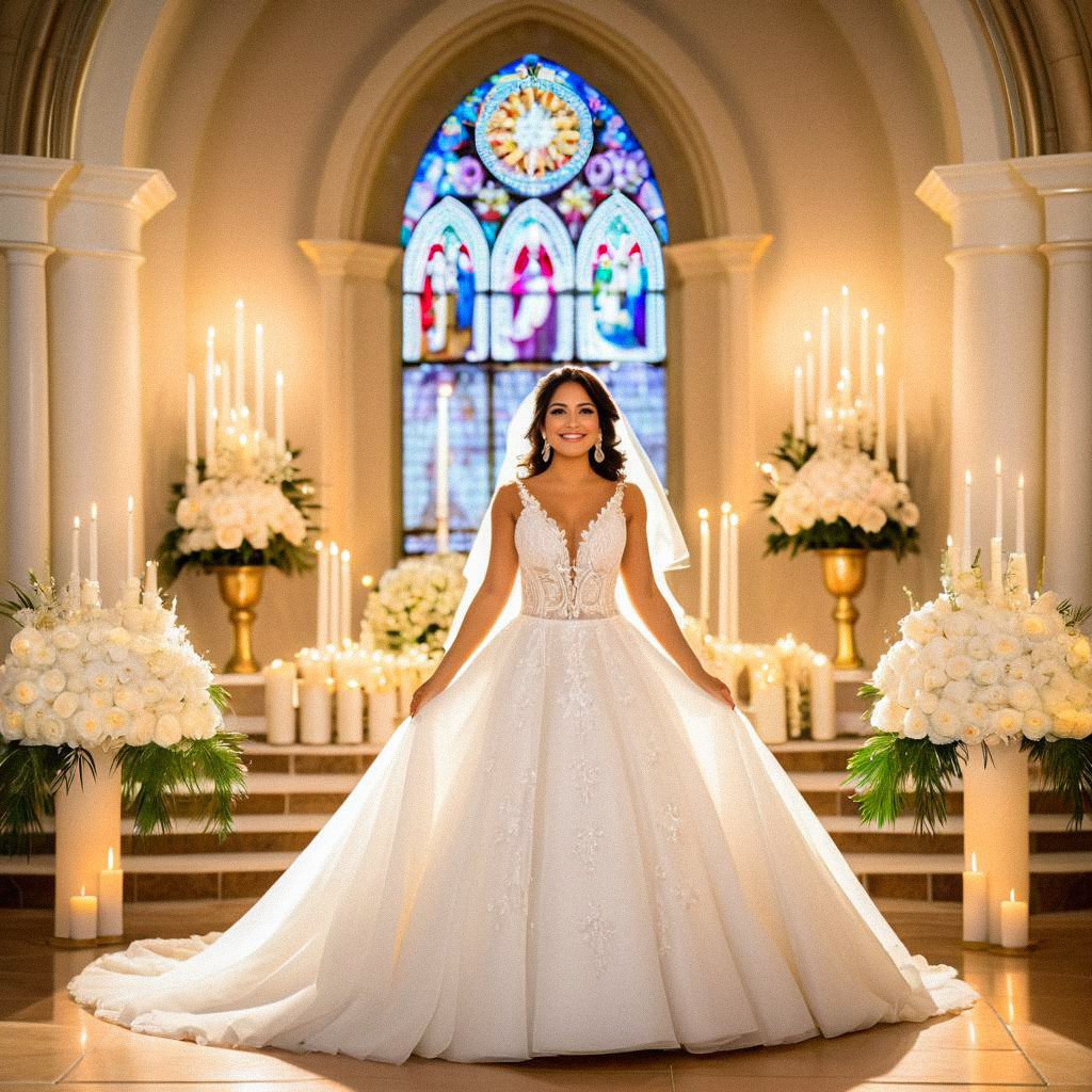 Elegant Bride in Adorned Church