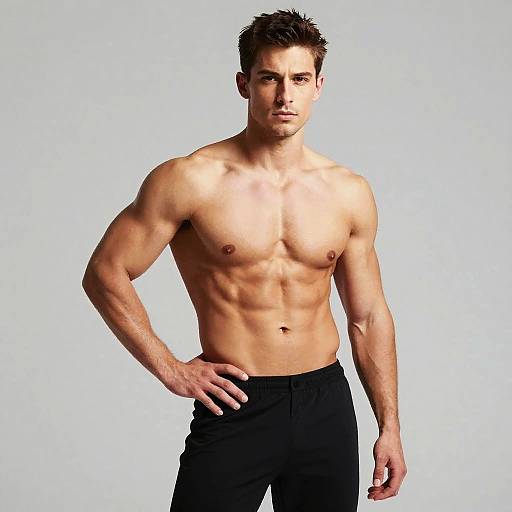 Muscular Shirtless Man Showing Toned Abs and Upper Body