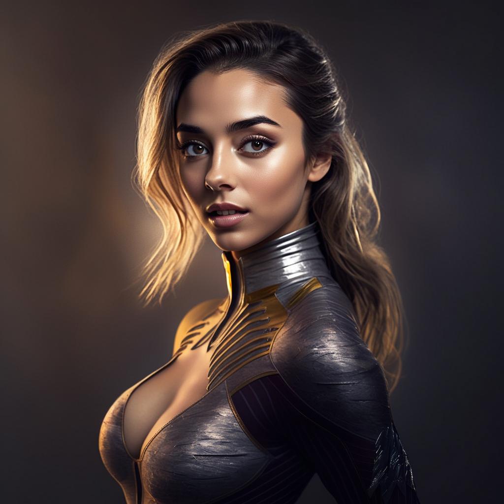 Futuristic Woman in Metallic Sci-Fi Outfit Portrait