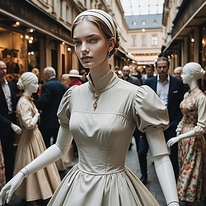 Elegant Mannequin in Upscale Shopping Arcade