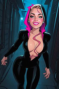 Confident Woman in Glossy Bodysuit