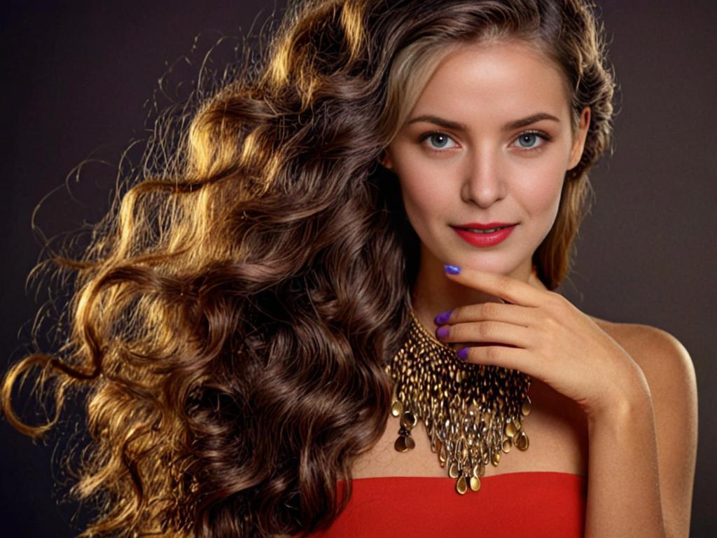 Woman in Red Outfit with Bold Gold Necklace