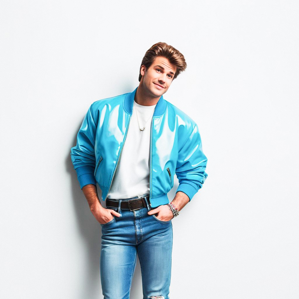 Young Man in Turquoise Bomber Jacket Young Man in Turquoise Bomber Jacket