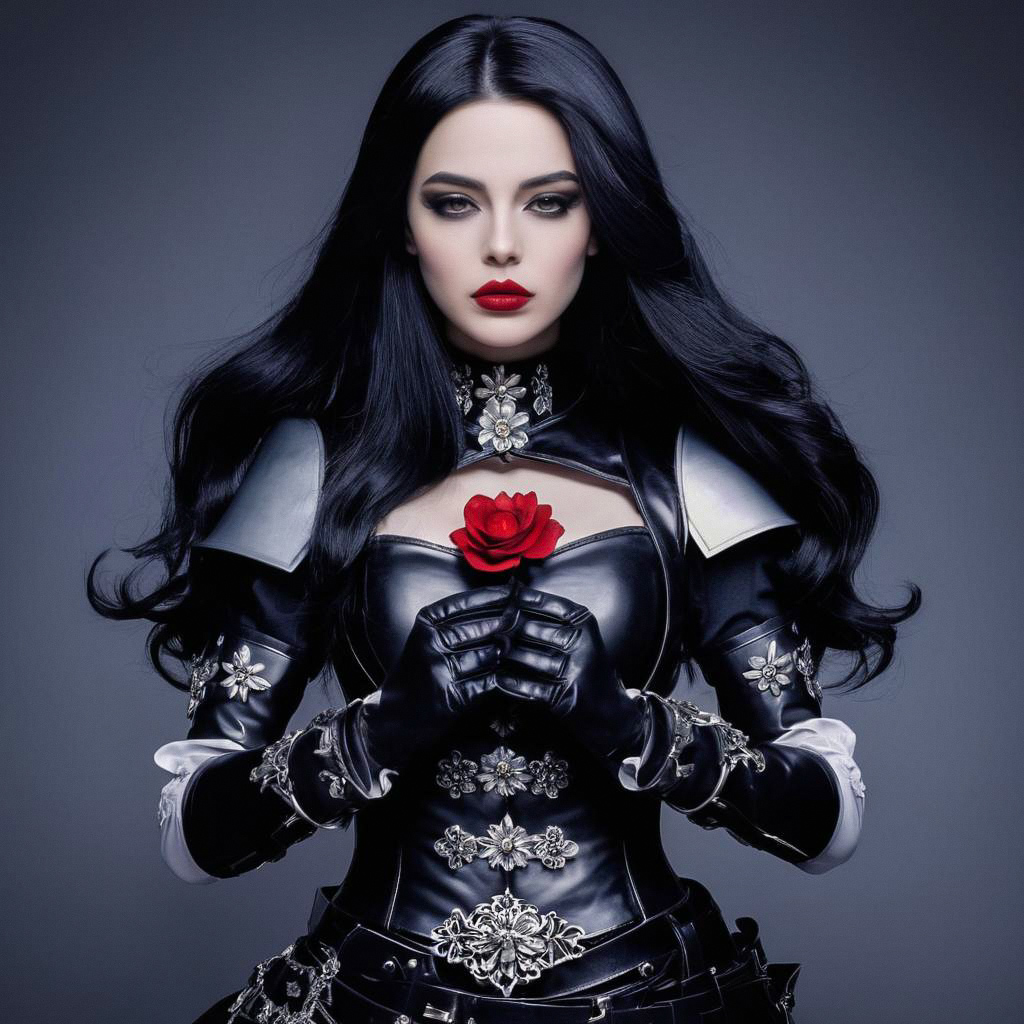 Gothic Fantasy Warrior in Black Leather Armor