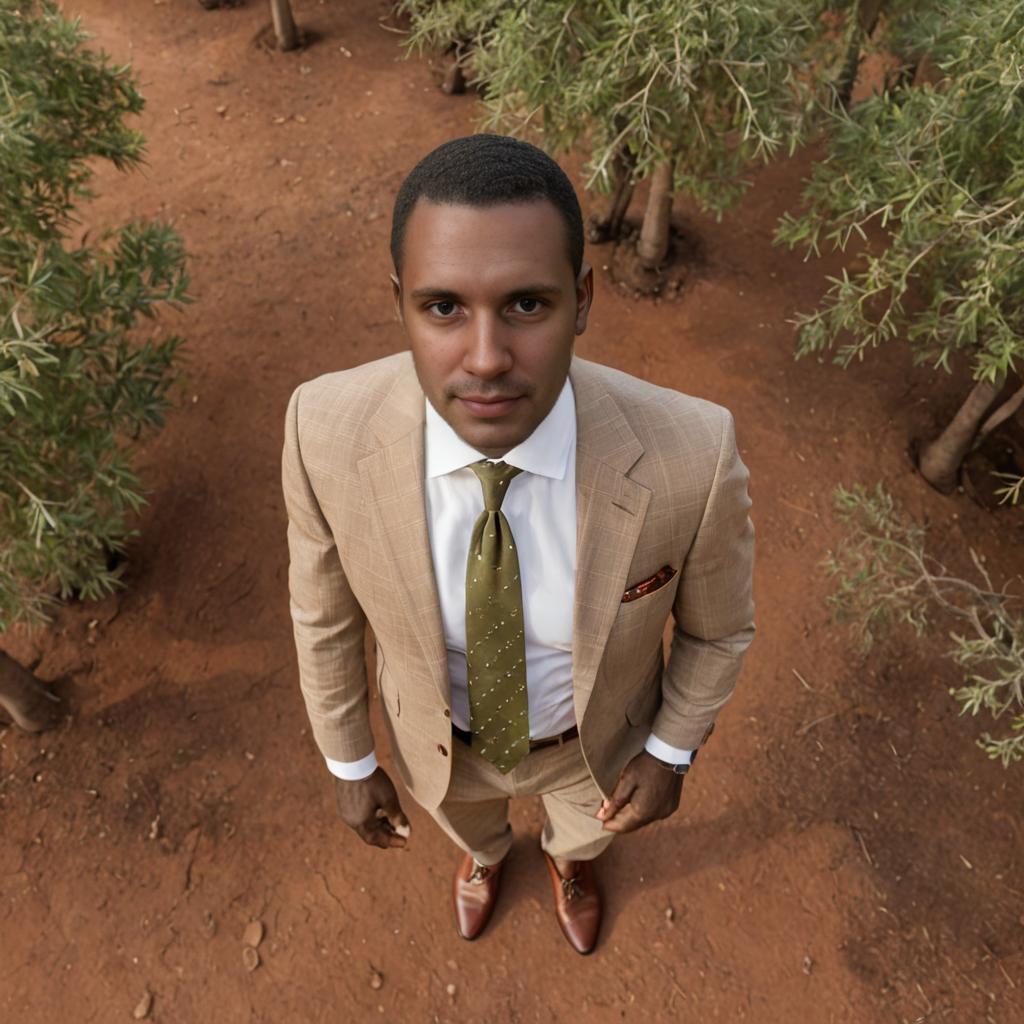 Smartly Dressed Man in Beige Suit with Green Tie